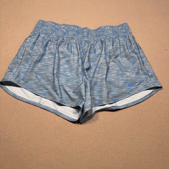 Nike Women’s One Dri-Fit Mid-Rise 3” Brief Lined Blue SpaceDye Shorts - Picture 1 of 5